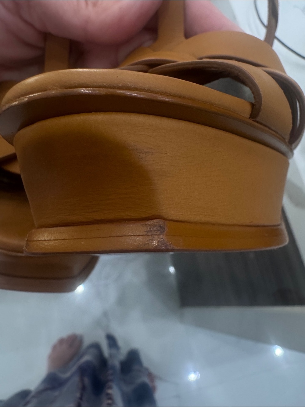 Yves Saint Laurent Tribute Leather Platform Sandals - Picture 10 of 10
